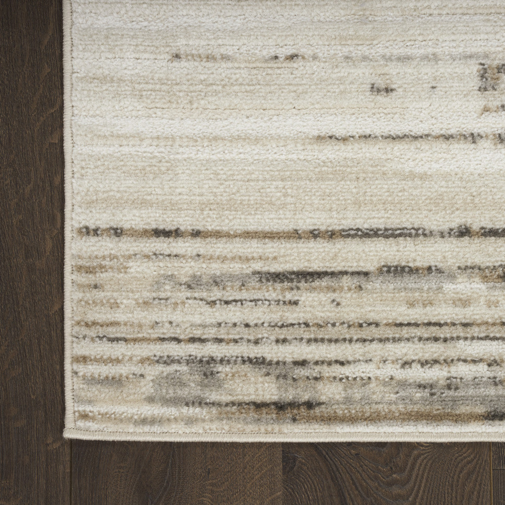 9' X 12' Cream Abstract Distressed Area Rug