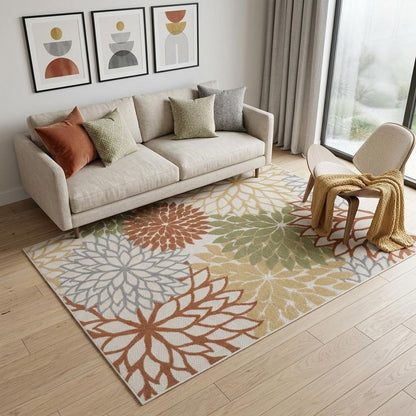 5' X 7' Cream Abstract Distressed Area Rug