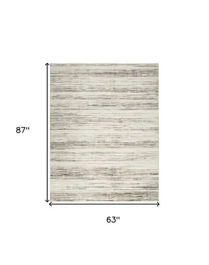 5' X 7' Cream Abstract Distressed Area Rug