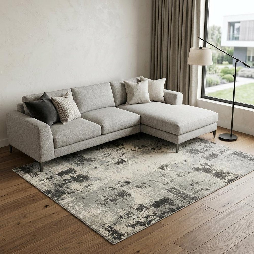 9' X 12' Cream Abstract Area Rug