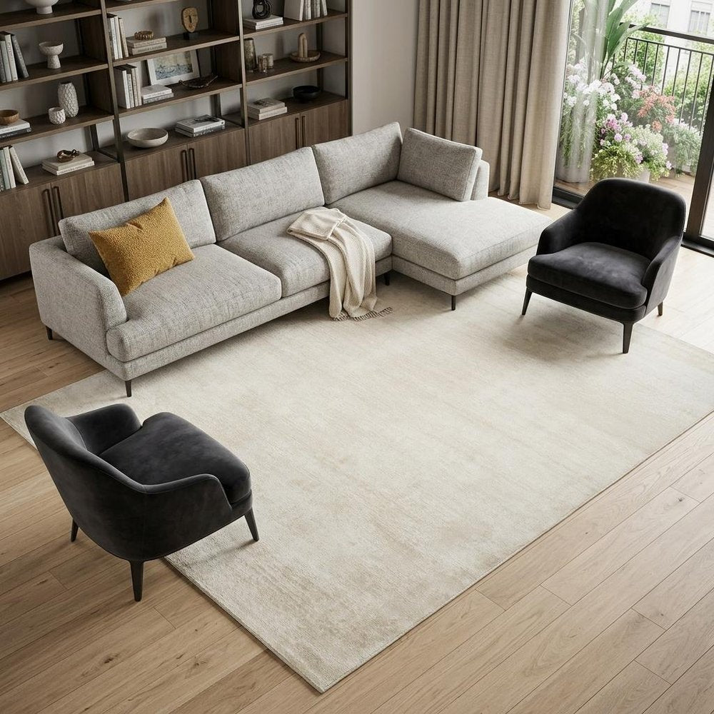9' X 12' Cream Abstract Area Rug