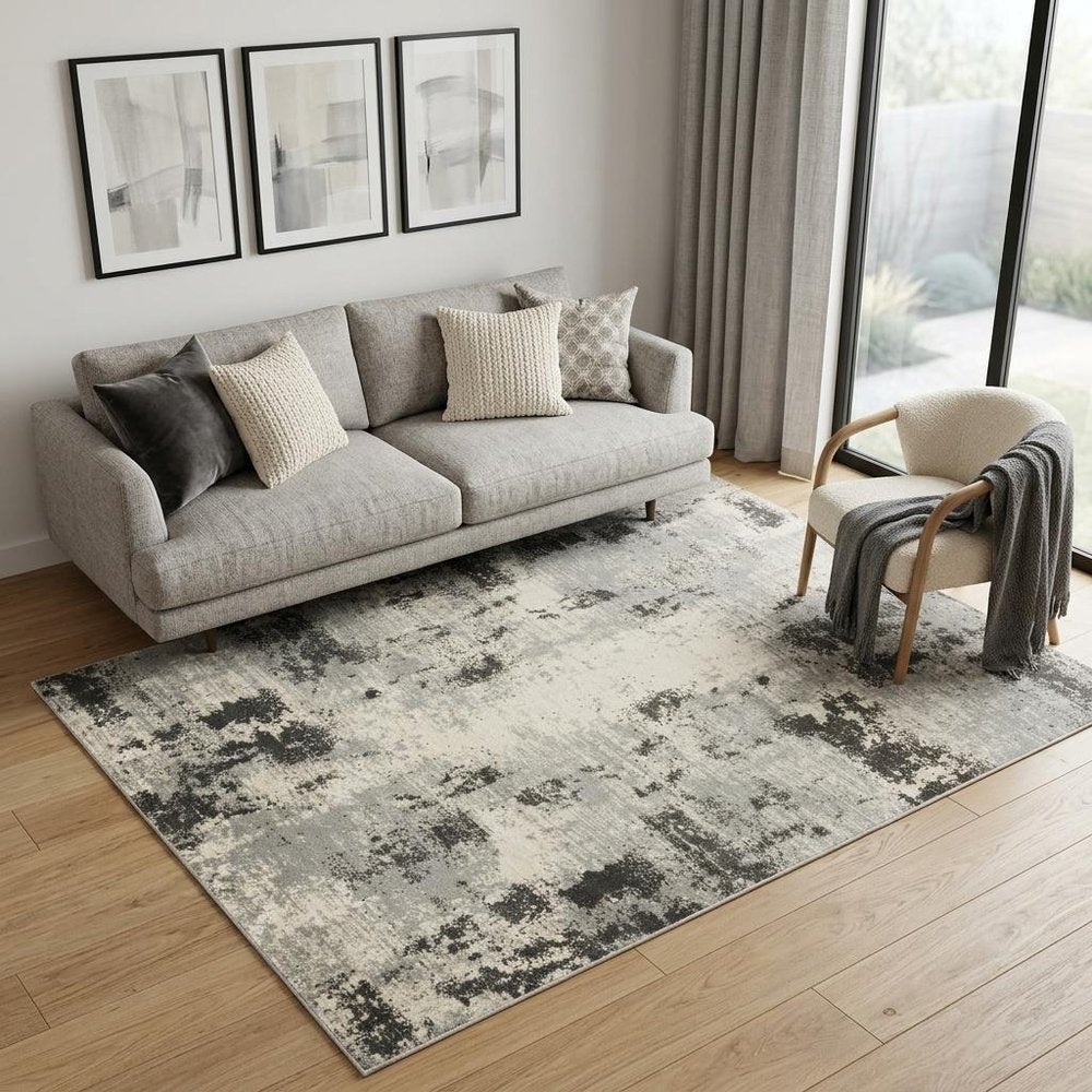 5' X 7' Cream Abstract Area Rug