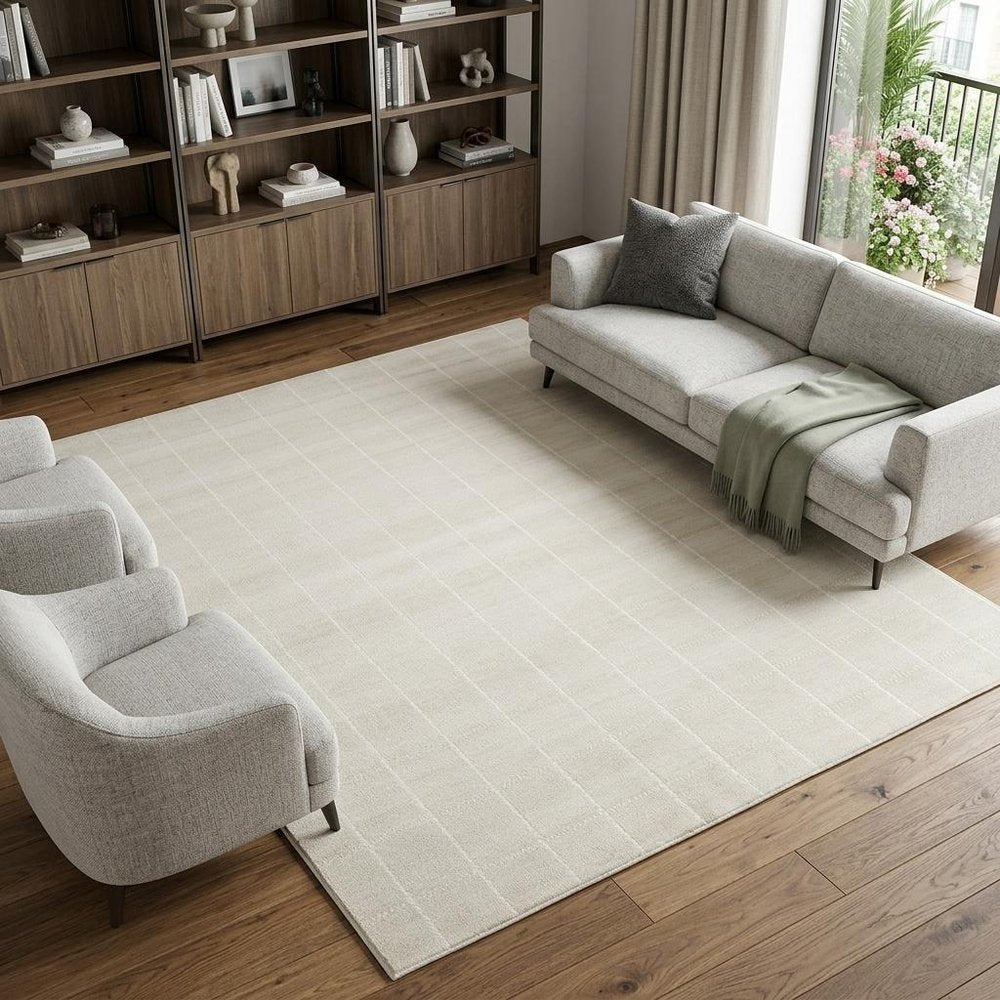 9' X 12' Cream Geometric Area Rug