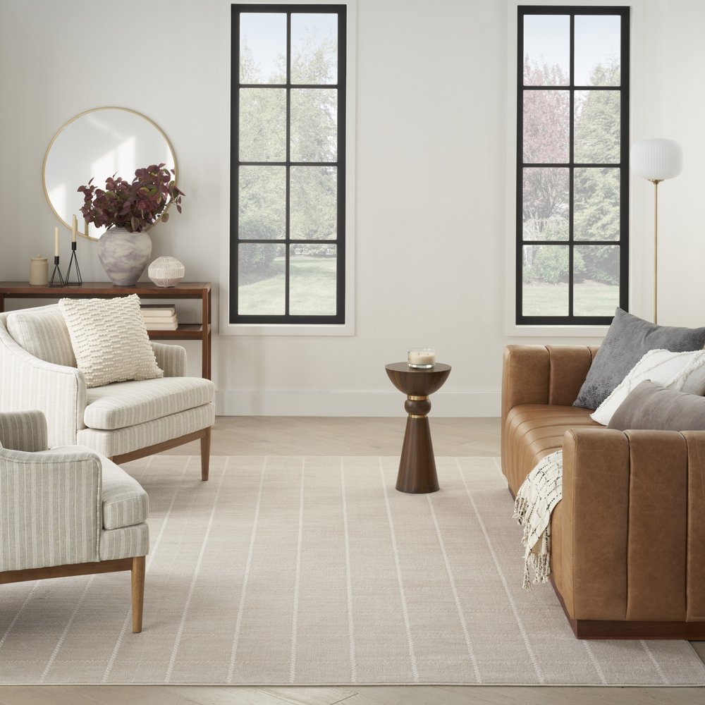 5' X 7' Cream Geometric Area Rug