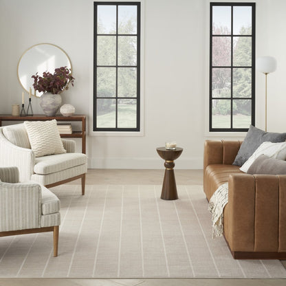 5' X 7' Cream Geometric Area Rug