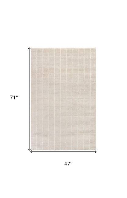 4' X 6' Cream Geometric Area Rug