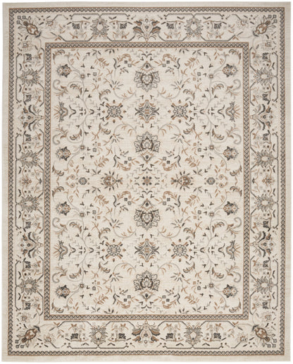 9' X 12' Cream Floral Distressed Area Rug