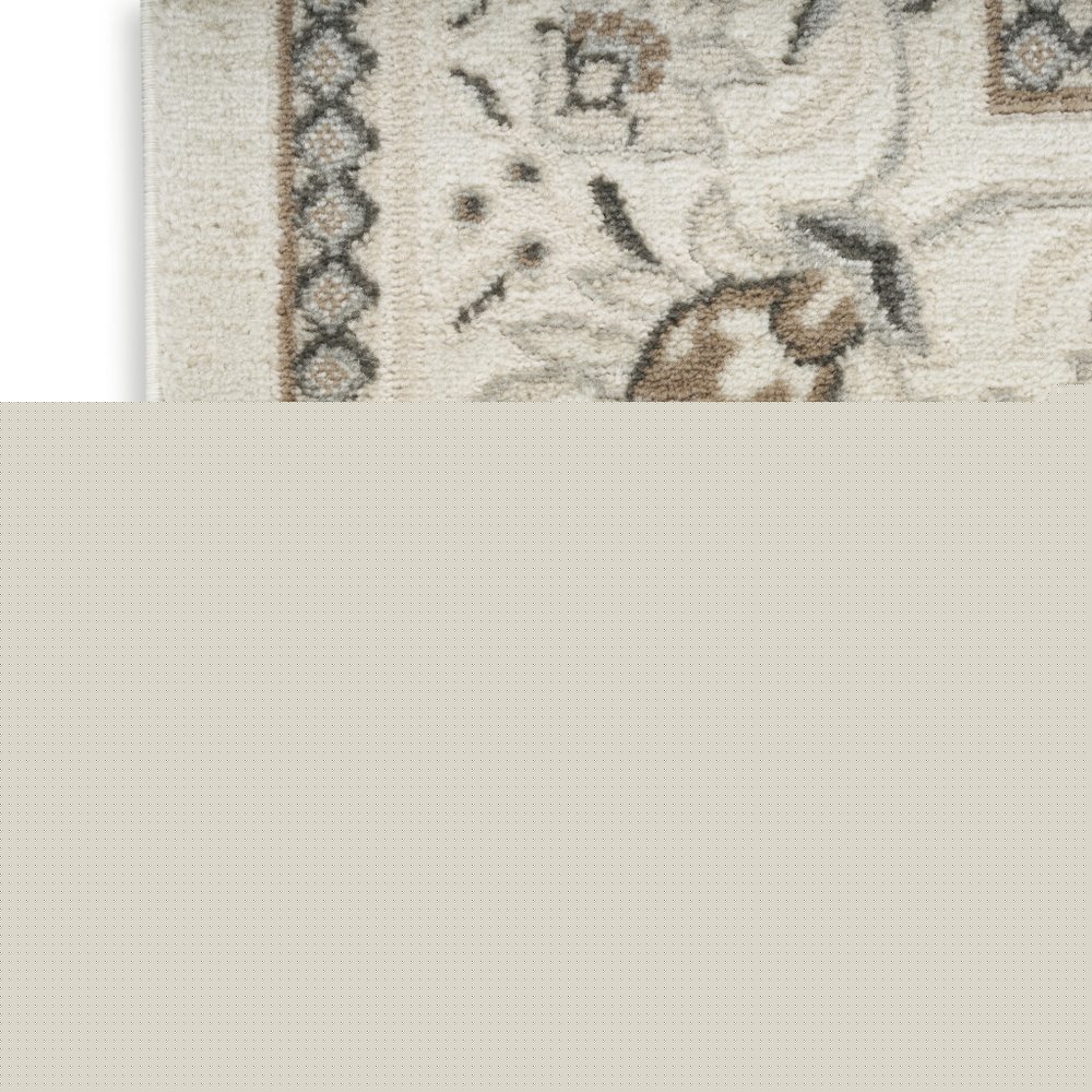 9' X 12' Cream Floral Distressed Area Rug