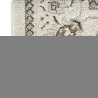 9' X 12' Cream Floral Distressed Area Rug