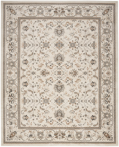 9' X 12' Cream Floral Distressed Area Rug