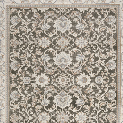 9' X 12' Gray Floral Distressed Area Rug