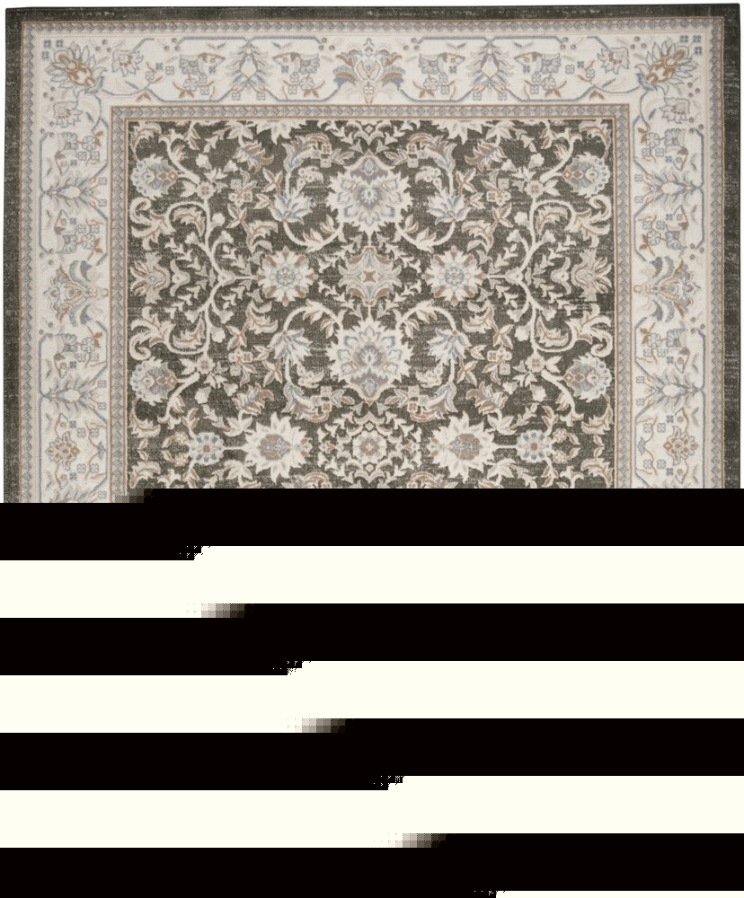 9' X 12' Gray Floral Distressed Area Rug