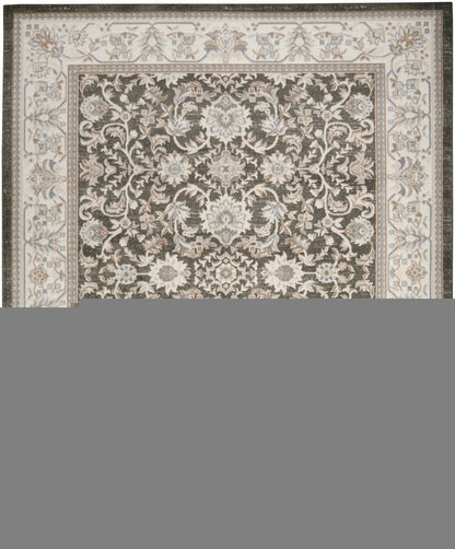 9' X 12' Gray Floral Distressed Area Rug