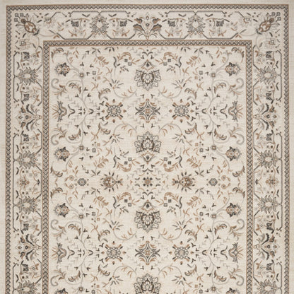 8' X 10' Cream Floral Distressed Area Rug