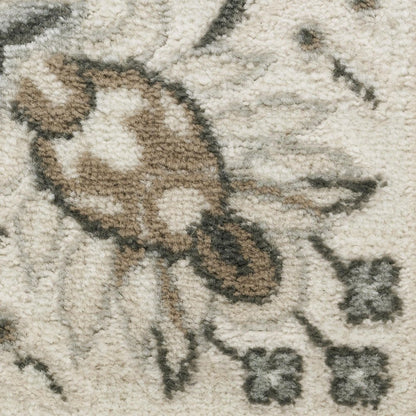 8' X 10' Cream Floral Distressed Area Rug