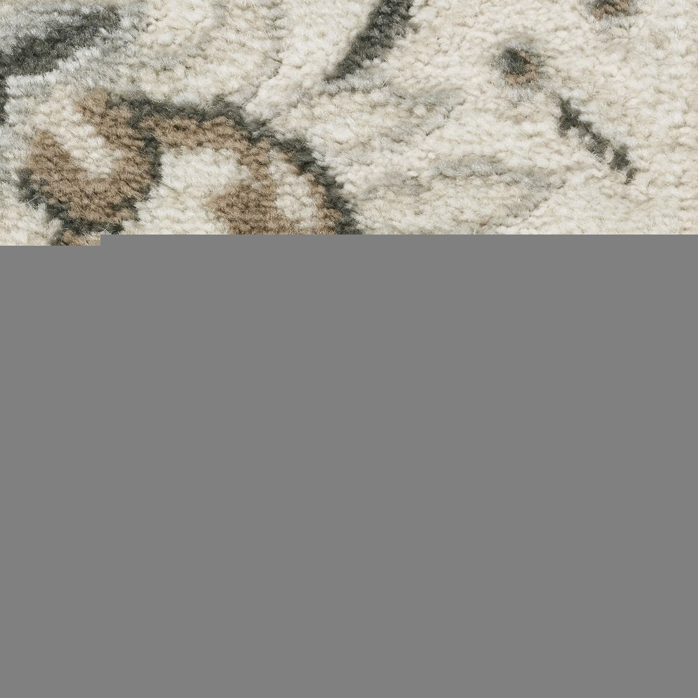 8' X 10' Cream Floral Distressed Area Rug