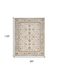 8' X 10' Cream Floral Distressed Area Rug
