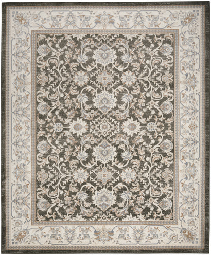 8' X 10' Gray Floral Distressed Area Rug