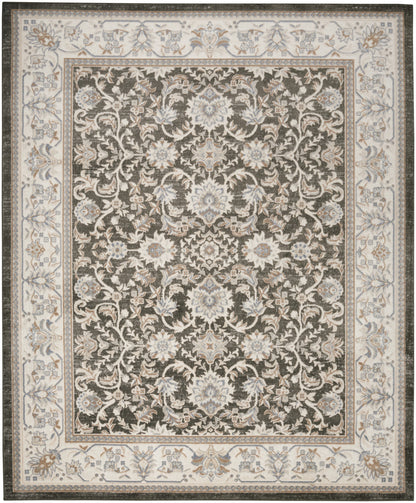 8' X 10' Gray Floral Distressed Area Rug