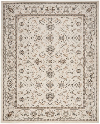 5' X 7' Cream Floral Distressed Area Rug