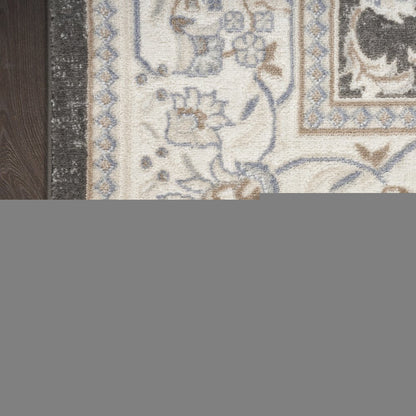 5' X 7' Gray Floral Distressed Area Rug