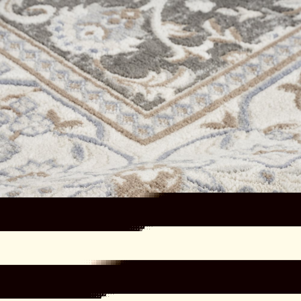 5' X 7' Gray Floral Distressed Area Rug