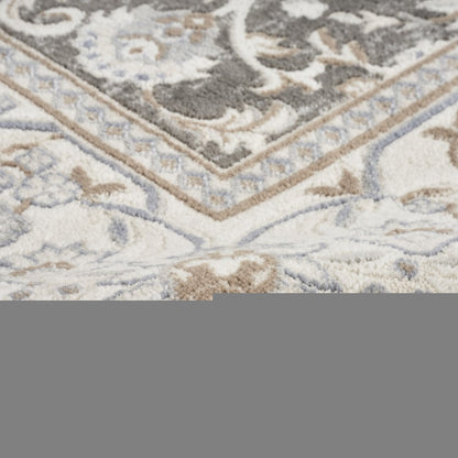 5' X 7' Gray Floral Distressed Area Rug