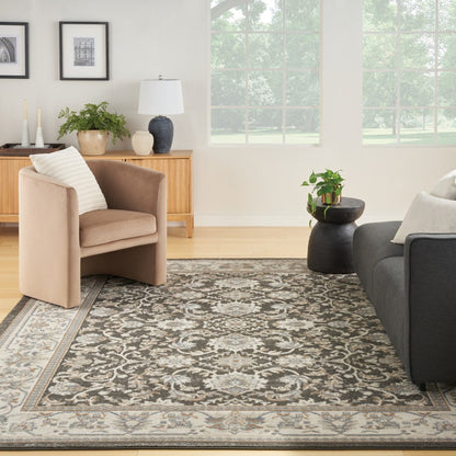 5' X 7' Gray Floral Distressed Area Rug