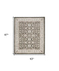 5' X 7' Gray Floral Distressed Area Rug