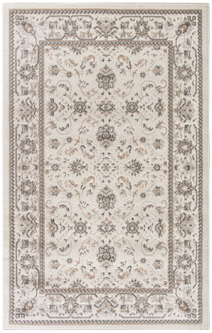 4' X 6' Cream Floral Distressed Area Rug