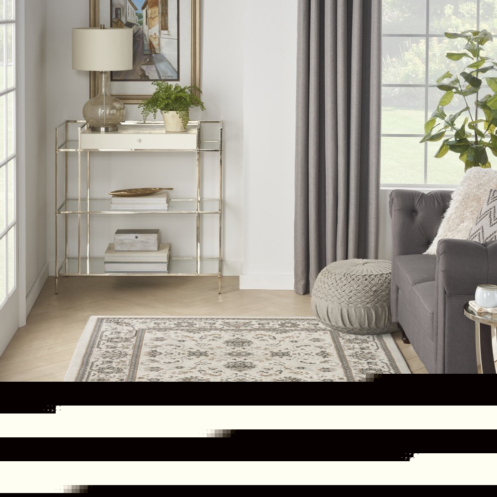 4' X 6' Cream Floral Distressed Area Rug