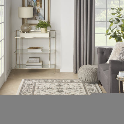 4' X 6' Cream Floral Distressed Area Rug