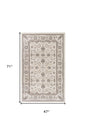 4' X 6' Cream Floral Distressed Area Rug