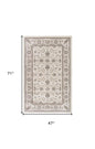 4' X 6' Cream Floral Distressed Area Rug