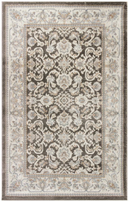 4' X 6' Gray Floral Distressed Area Rug