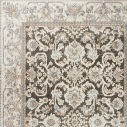 4' X 6' Gray Floral Distressed Area Rug