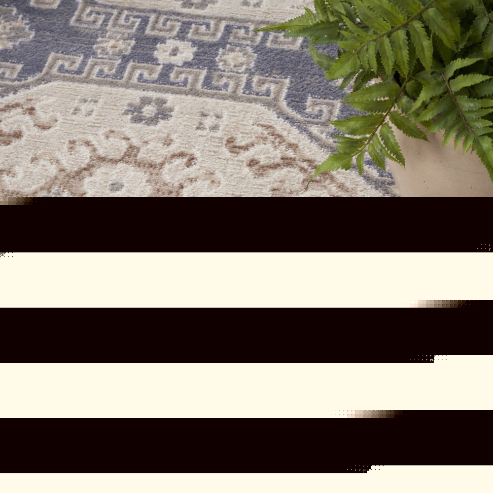9' X 12' Blue Geometric Distressed Area Rug