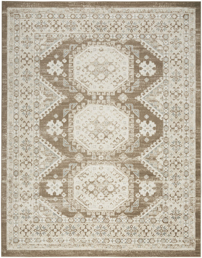 9' X 12' Brown Geometric Distressed Area Rug