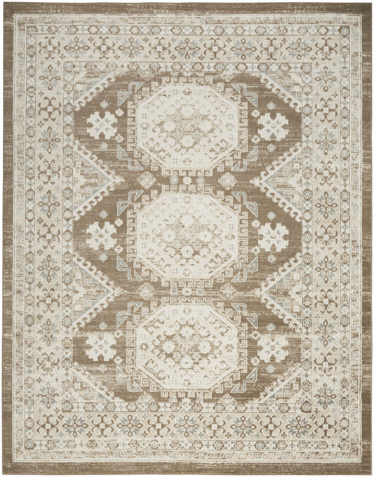 9' X 12' Brown Geometric Distressed Area Rug