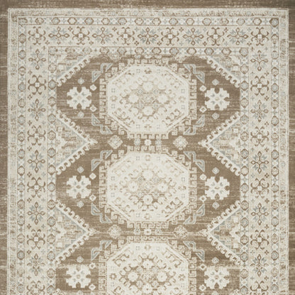 9' X 12' Brown Geometric Distressed Area Rug