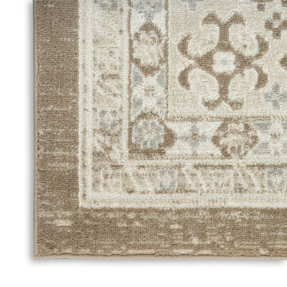 9' X 12' Brown Geometric Distressed Area Rug