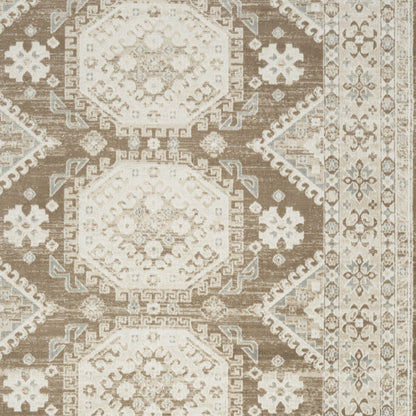 9' X 12' Brown Geometric Distressed Area Rug