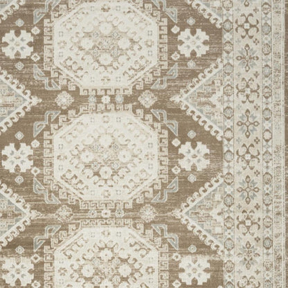 8' X 10' Brown Geometric Distressed Area Rug