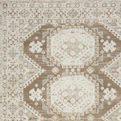 8' X 10' Brown Geometric Distressed Area Rug