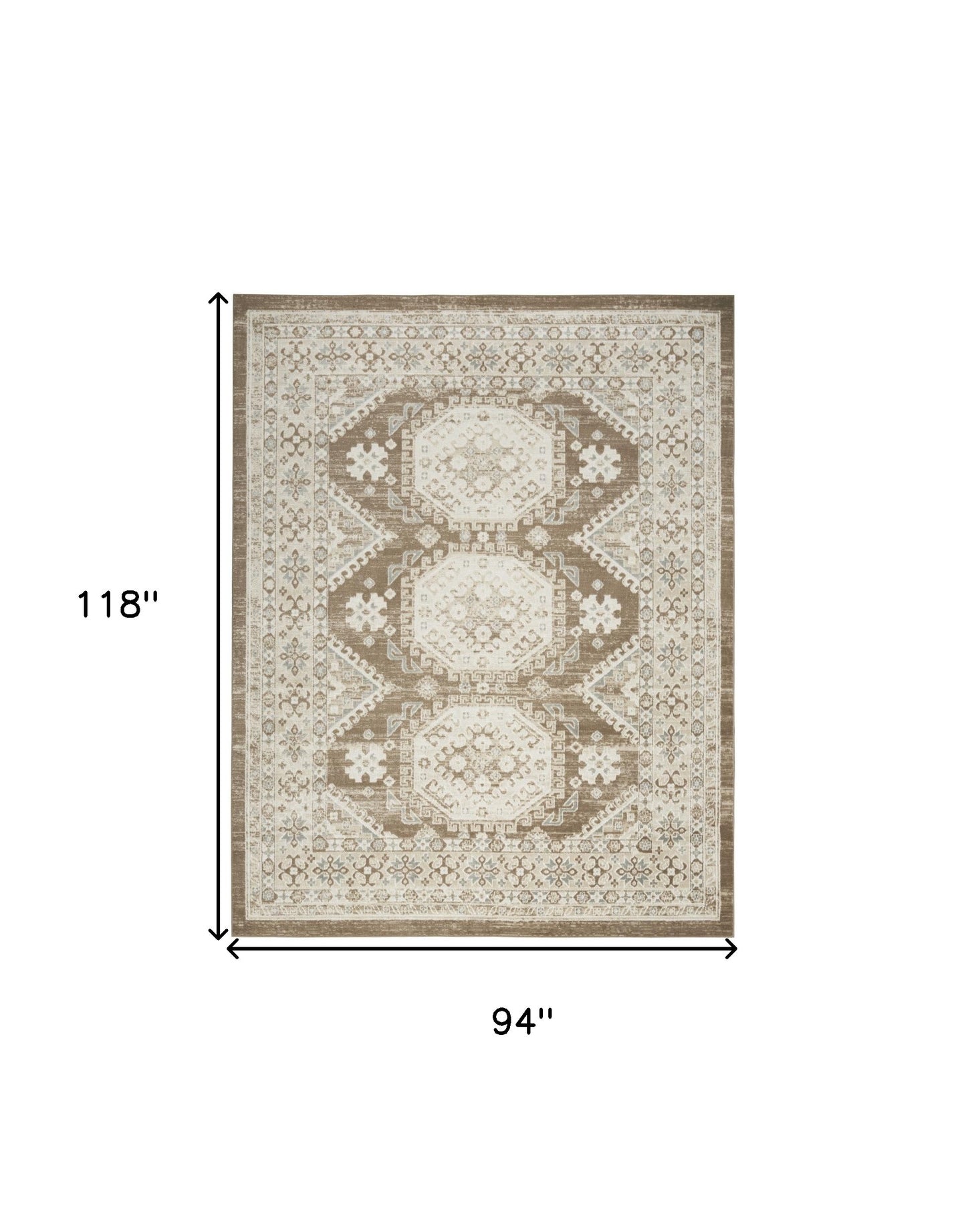 8' X 10' Brown Geometric Distressed Area Rug