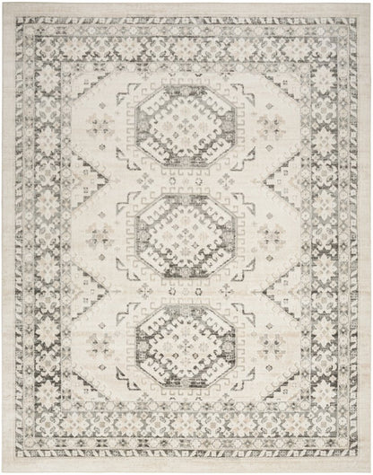 8' X 10' Gray Geometric Distressed Area Rug