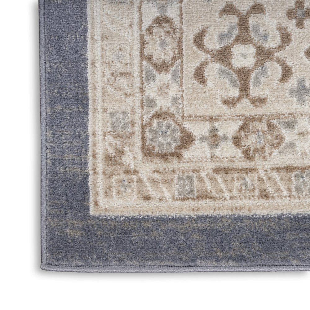 5' X 7' Blue Geometric Distressed Area Rug