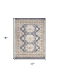 5' X 7' Blue Geometric Distressed Area Rug