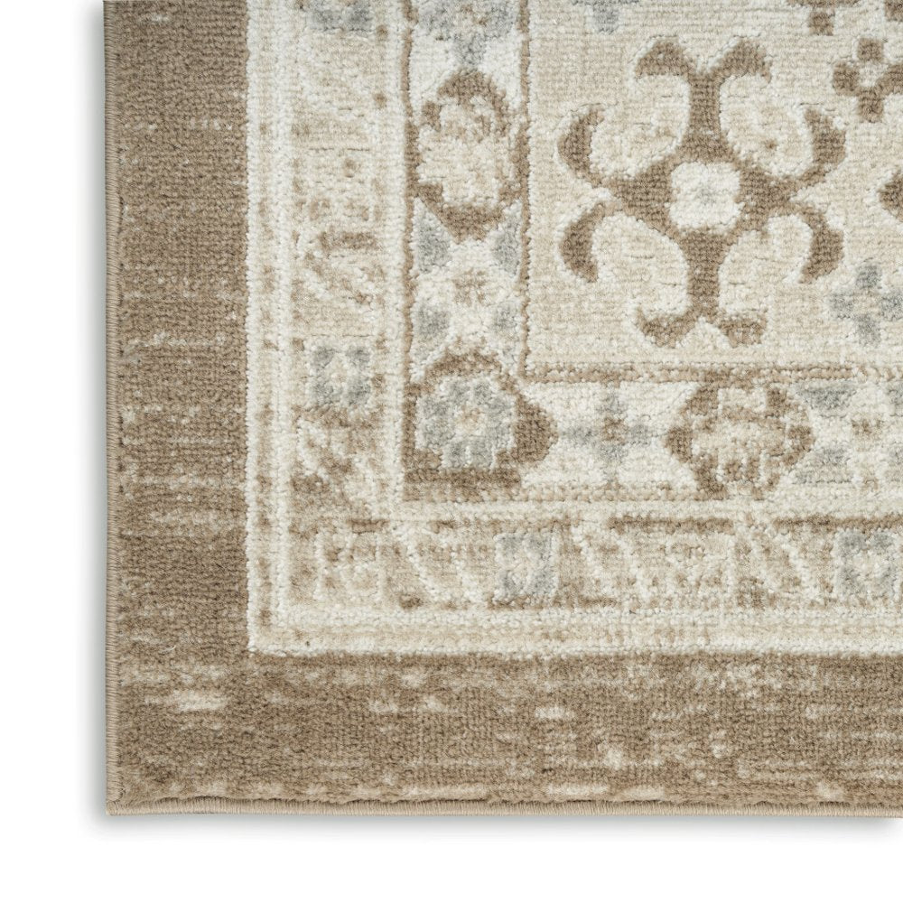 5' X 7' Brown Geometric Distressed Area Rug