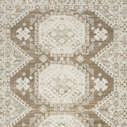 5' X 7' Brown Geometric Distressed Area Rug